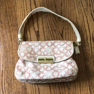 Coach hobo bag pink and champagne